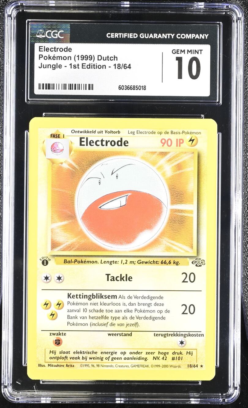 CGC 10 GEM MINT Electrode 1st Edition 18/64 Pokemon Dutch Jungle (PSA/BGS) Pop 1